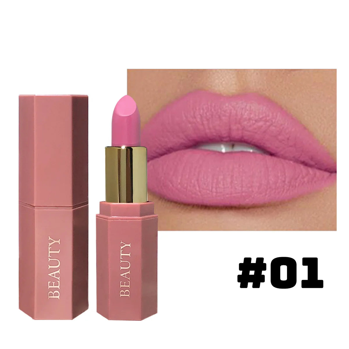 Pearlescent Pink Glitter Velvet Lipstick Metallic Waterproof Long Lasting Matte Shimmer Diamond Lipstick Women Makeup Cosmetic