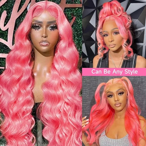 13x4 Body Wave Light Pink Lace Front Wig Brazilian Human Hair Wigs Colored Wig 13x6 Transparent HD Lace Frontal Wigs For Women