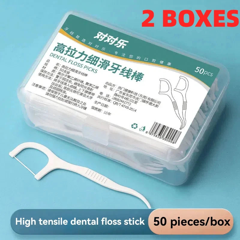 1/2/5/10 Box Portable Disposable Dental Floss Plastic Toothpick High-tension Dental Floss Stick Dental Floss Box ﻿Oral Care