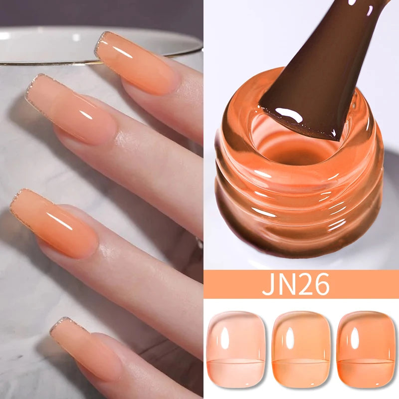 BORN PRETTY 10ml Translucent Jelly Nude Gel Nail Polish Colorful  Varnish Semi Permanent UV LED Nail Art  Manicure Gel