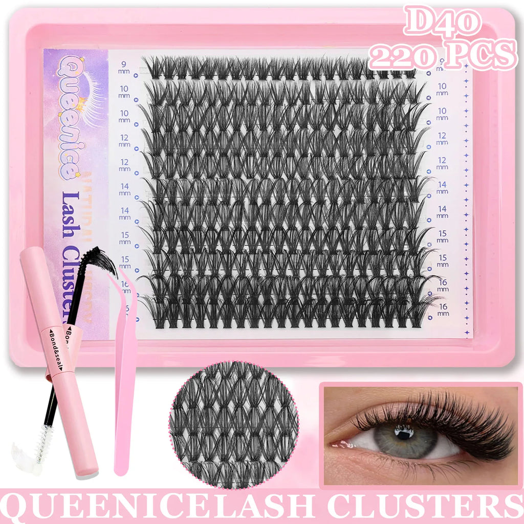 DIY Eyelash Extension Kit Individual Lashes Cluster Mix Lash Clusters with Lash Bond and Seal and Lash Accessories