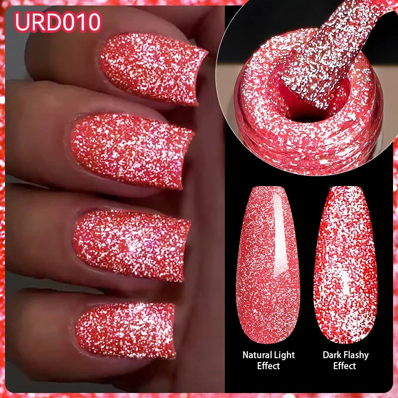 UR SUGAR 15ml Champagne Gold Sliver Reflective Glitter Gel Nail Polish Varnish Semi Permanent Soak Off UV Gel For Manicure Art