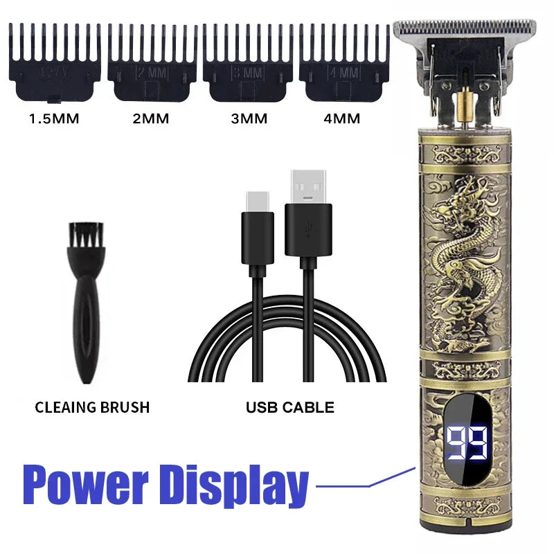 Cordless Hair Trimmer Vintage Hair Clipper USB Fast Charging Hair Cutting Machine Electric Shaver Barber Professional Barber