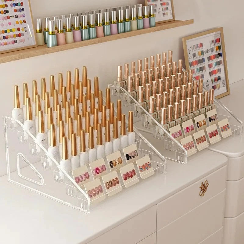 3/4/5/6/7 Layers Acrylic Nail Polish Display Organizer UV Gel Shelf Quick Install Cosmetic Rack Jewelry Stand Manicure Storage