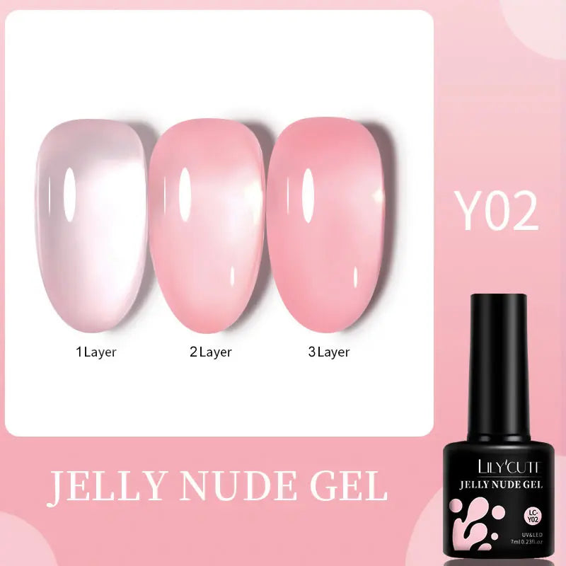 LILYCUTE 7ML Jelly Amber Gel Nail Polish Brown Crystal Translucent Dull Color Nail Art Gel Semi Permanent UV Gel Polish Varnish