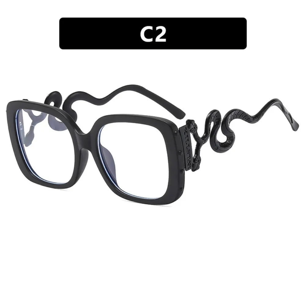 Retro Large Frame Woman Eyeglasses Square Shape Flat Mirror Square Glasses Frame Snake Leg Personalized Glasses Frame for Women