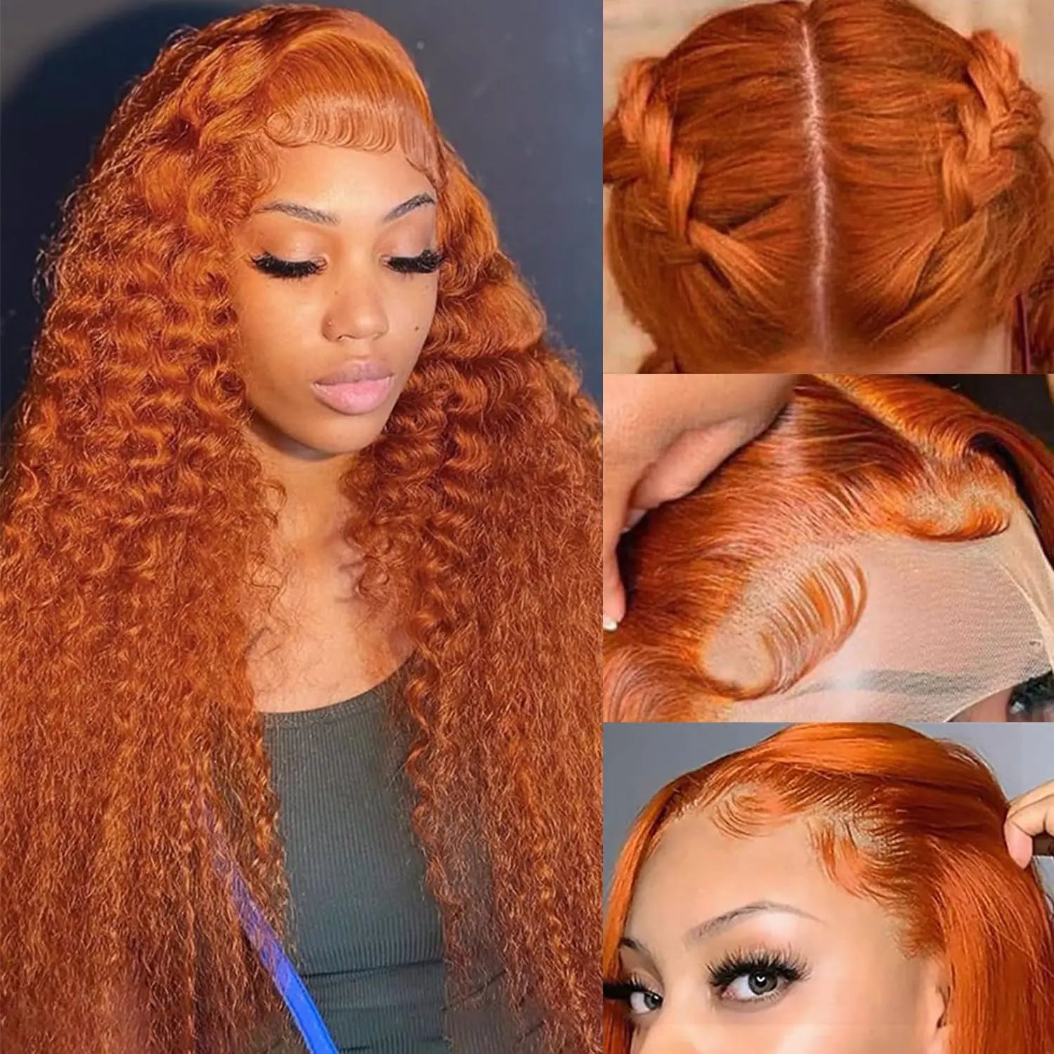 30 Inch Wigs Human Hair 250% Density HD Lace Front Wigs Human Hair Ginger Deep Wave Lace Front Wigs Human Hair For Black Women