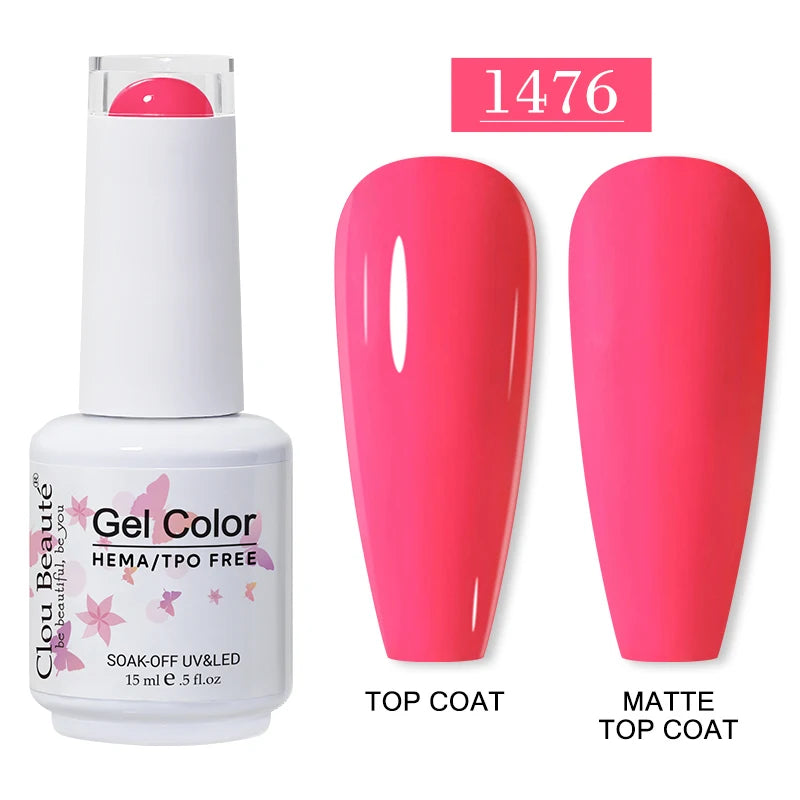 Clou Beaute 15ml Red Color Gel Polish Vernis Semi Permanent UV Varnish Gel Nail Polish Hema TPO Free Nails Art Manicure TOP BASE