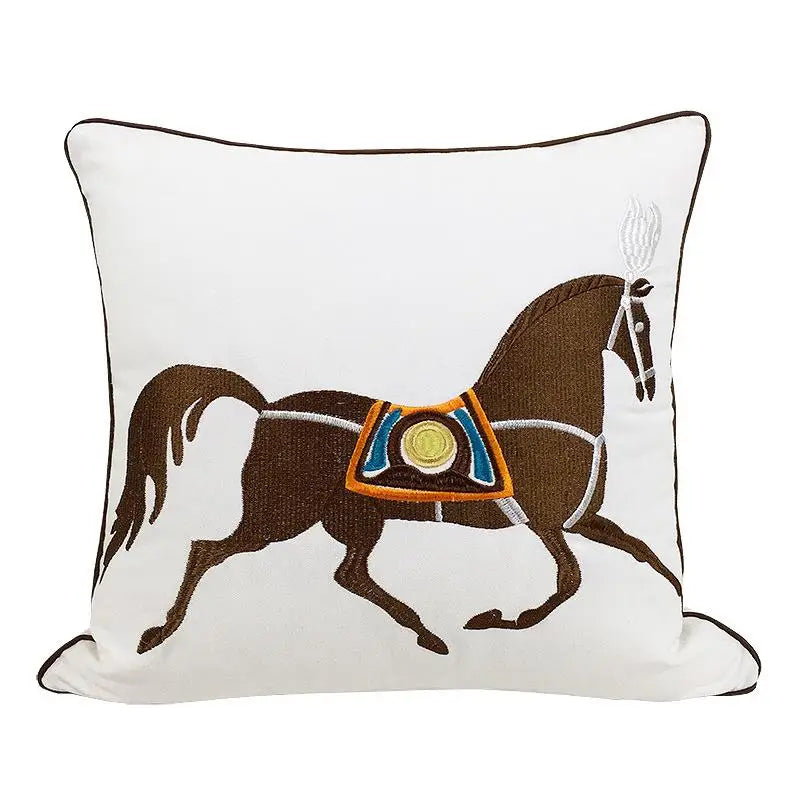 45x45cm 30x50cm Throw Pillow Embroidery Cushion Cover Horse Orange Color Luxury White Color Couch Pillow Without Core