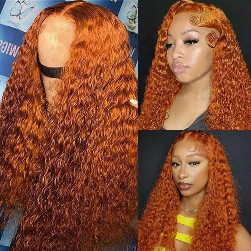 30 Inch Wigs Human Hair 250% Density HD Lace Front Wigs Human Hair Ginger Deep Wave Lace Front Wigs Human Hair For Black Women
