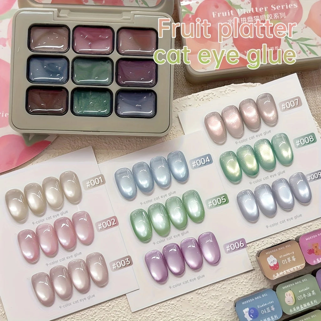 9 Colors Reflective Cat Eye Magnetic Nail Gel Soak UV LED Gel Salon Female Nail Art Tools Fashion Holographic Manicure