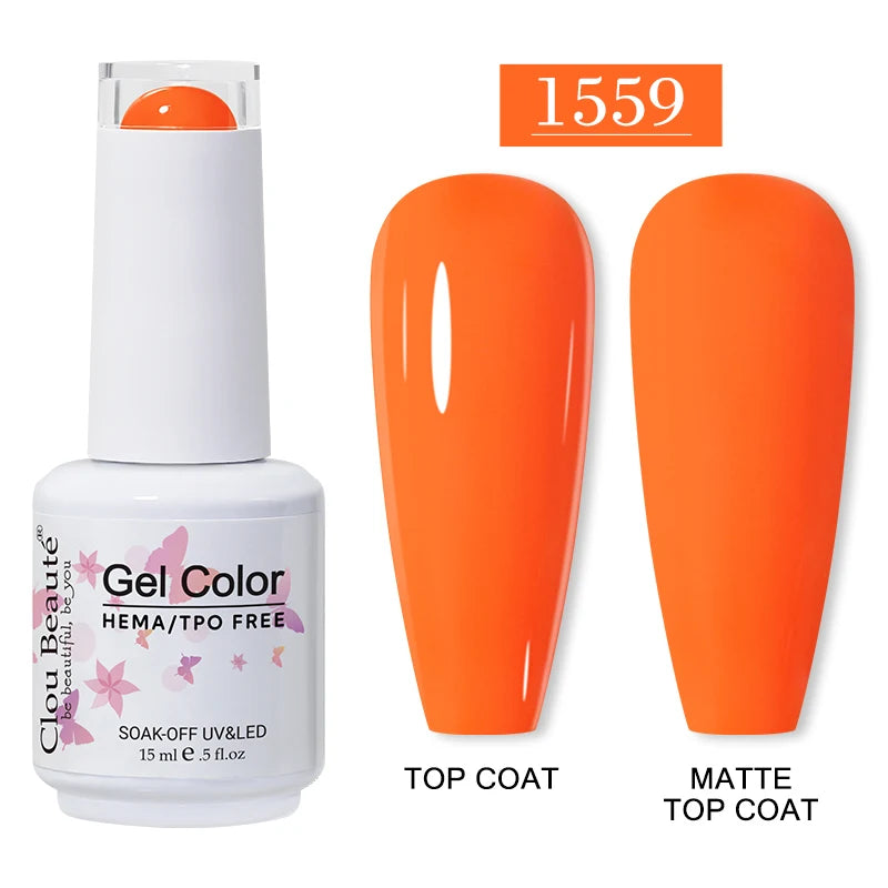 Clou Beaute 15ml Red Color Gel Polish Vernis Semi Permanent UV Varnish Gel Nail Polish Hema TPO Free Nails Art Manicure TOP BASE