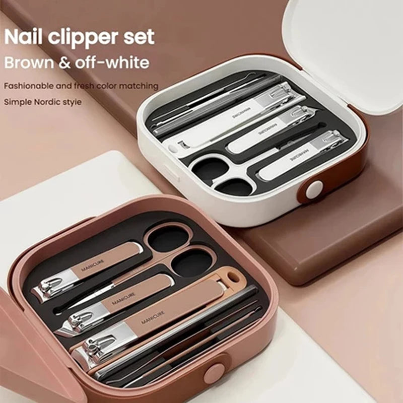 [WHB]8-in-1 Nail Set Tool for Manicure Box Professional Pedicure Nail Cutter Set Nail Care Nail Clipper Kit
