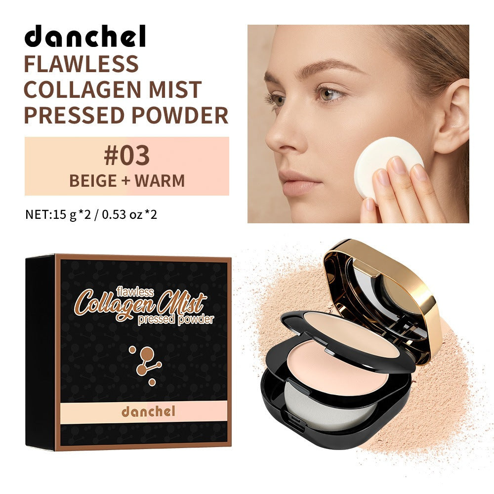 Dual-use Bicolored Pressed Powder Long-lasting