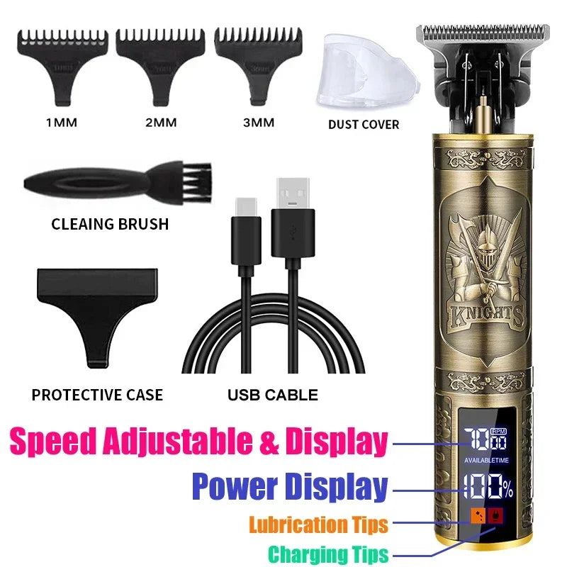 Cordless Hair Trimmer Vintage Hair Clipper USB Fast Charging Hair Cutting Machine Electric Shaver Barber Professional Barber