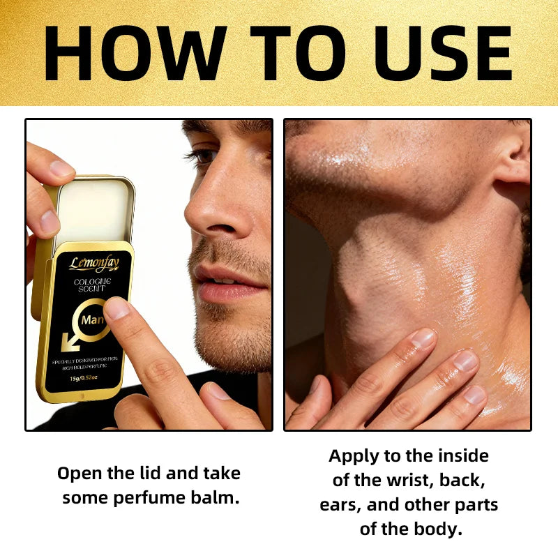 Lemonfay men's cologne balm, with a rich and long-lasting scent, portable, suitable for daily use and dates