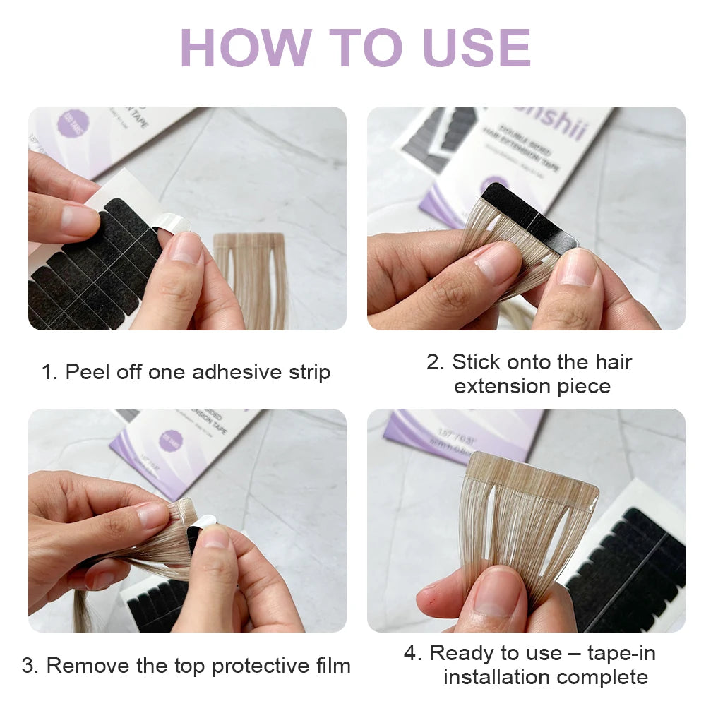 Lanshii 360pcs Double-Sided Replacement Tape for Hair Extensions – 4cm, Invisible, Waterproof, Strong Hold