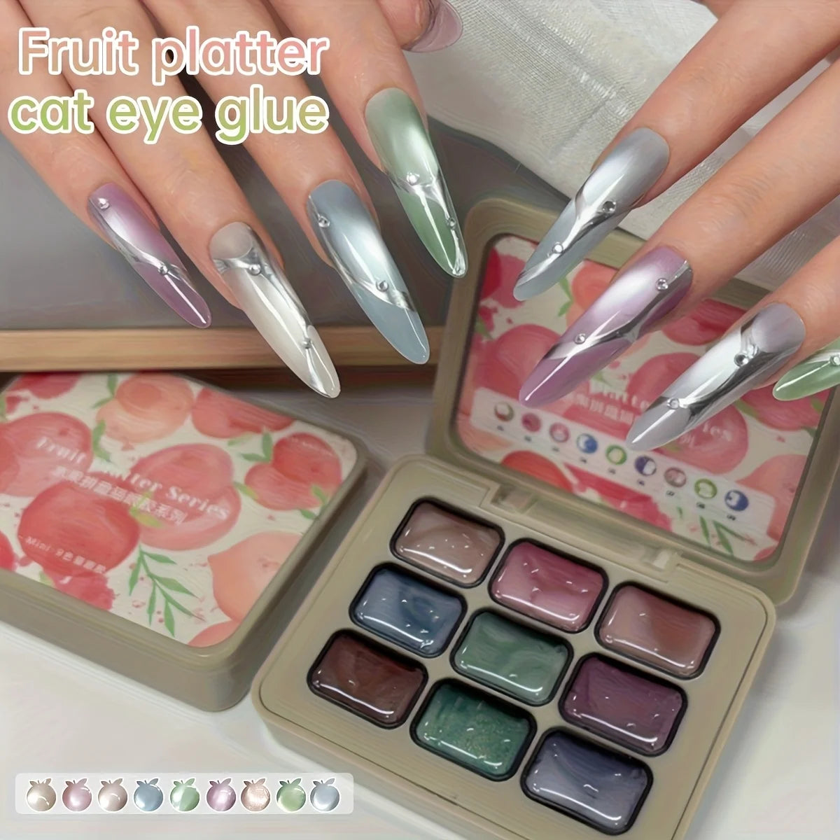 9 Colors Reflective Cat Eye Magnetic Nail Gel Soak UV LED Gel Salon Female Nail Art Tools Fashion Holographic Manicure