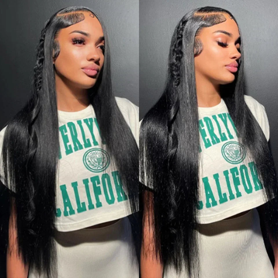 Glueless 5x5 7x6 Bone Straight HD Lace Front Wig Straight Human Hair For Black Women Pre Plucked Brazilian Lace Frontal Wigs