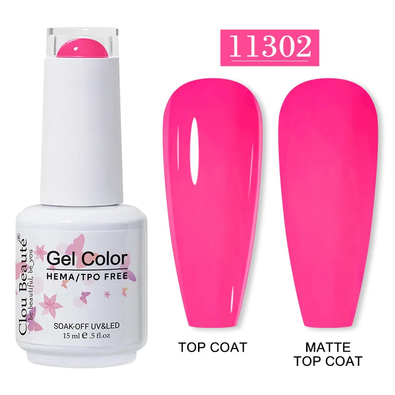 Clou Beaute 15ml Red Color Gel Polish Vernis Semi Permanent UV Varnish Gel Nail Polish Hema TPO Free Nails Art Manicure TOP BASE