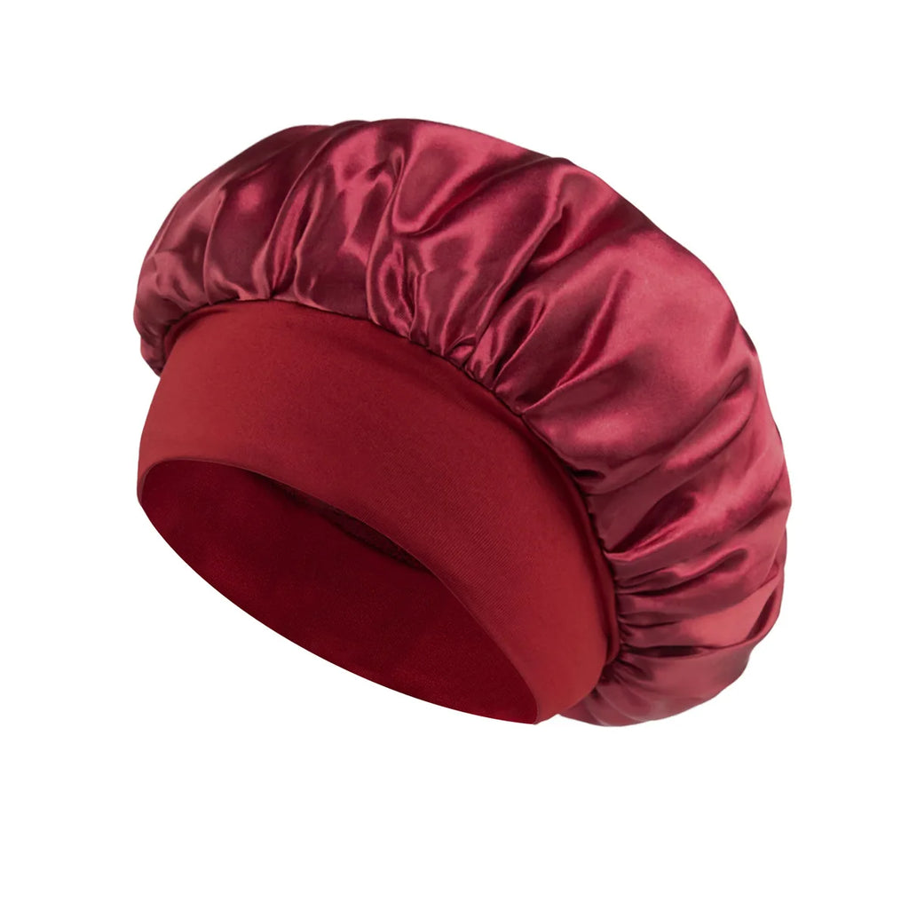 1pcs Soft Silk Satin Lined Bonnet Large Satin Hair Bonnet Household Sleep Shower Cap Hair Wrap Cover for Long Hair Salon Tool