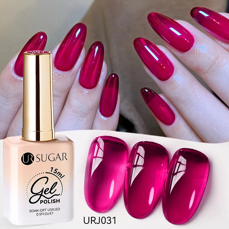 UR SUGAR 15ml Champagne Gold Sliver Reflective Glitter Gel Nail Polish Varnish Semi Permanent Soak Off UV Gel For Manicure Art