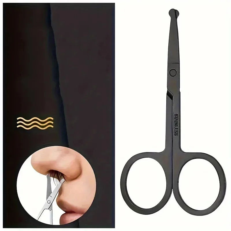 Black Round Head Nose Hair Trimmer, Stainless Steel Safety Nose Trimmer for Men & Women