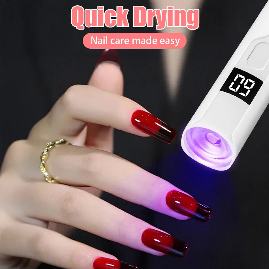 Rechargeable Mini UV LED Nail Lamp with Smart Display Portable Fast-Drying Nail Dryer Stand for Manicure Removable Desk UV Light