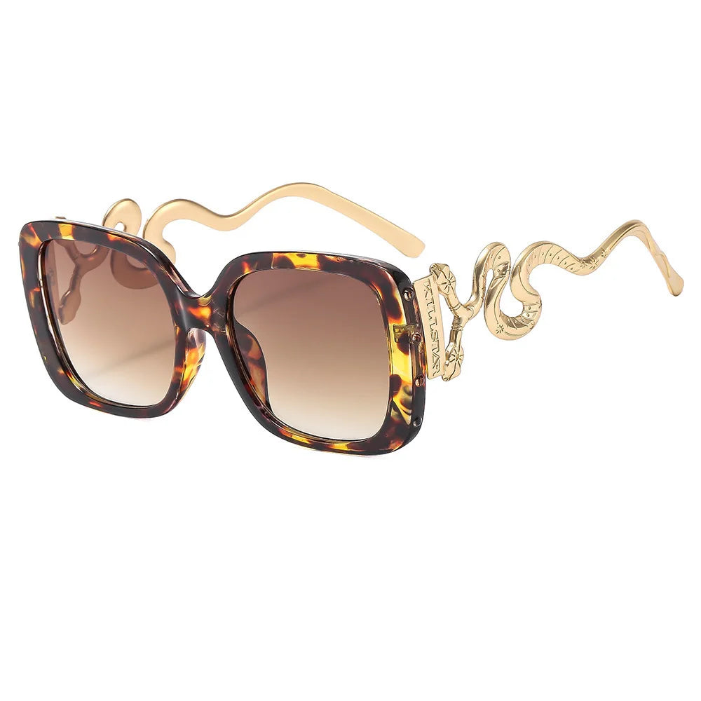 Fashion Luxury Designer Snake Square Women's Sunglasses Sunshade Sunglasses Street Photography Trend Large Frame