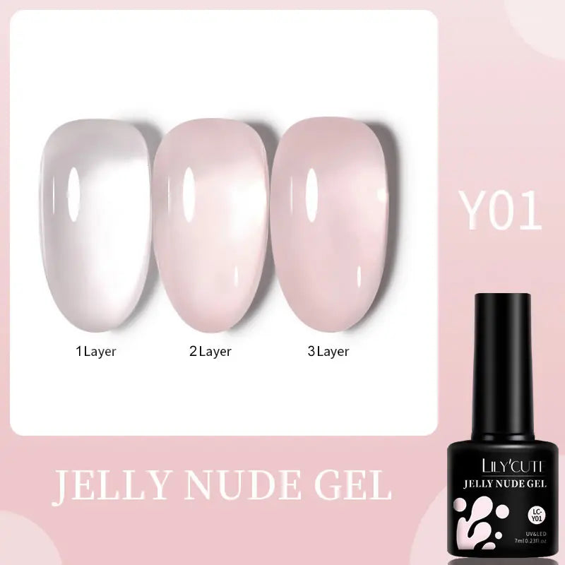 LILYCUTE 7ML Jelly Amber Gel Nail Polish Brown Crystal Translucent Dull Color Nail Art Gel Semi Permanent UV Gel Polish Varnish