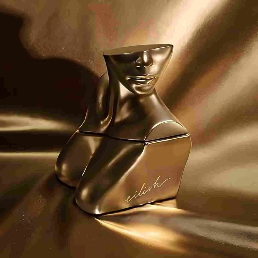 Eilish Eau de Parfum: Sculpted Gold Bust Bottle, Warm Gourmand Scent for Women