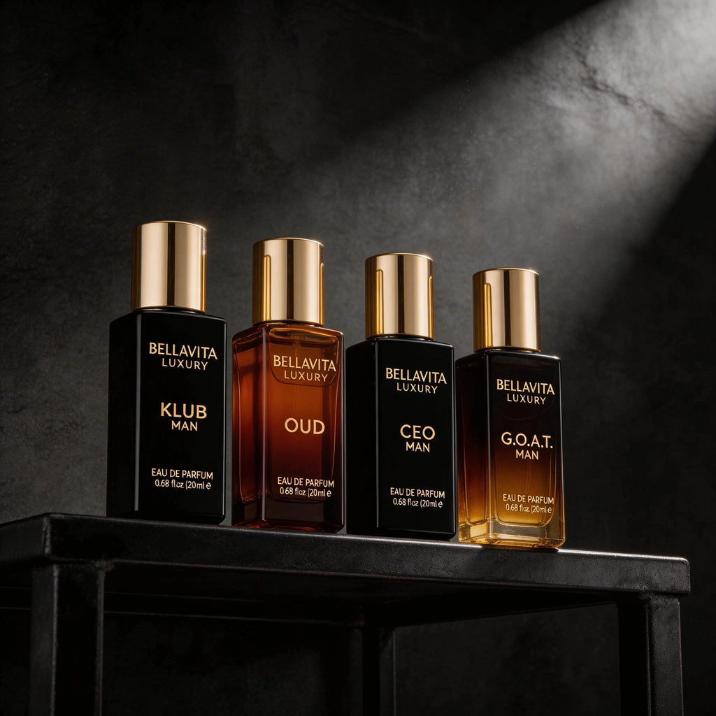 Bella Vita Portable 4x20ml Luxury Men's Perfume Set CEO KLUB OUD GOAT Long Lasting Woody Fragrance Travel Gift Kit
