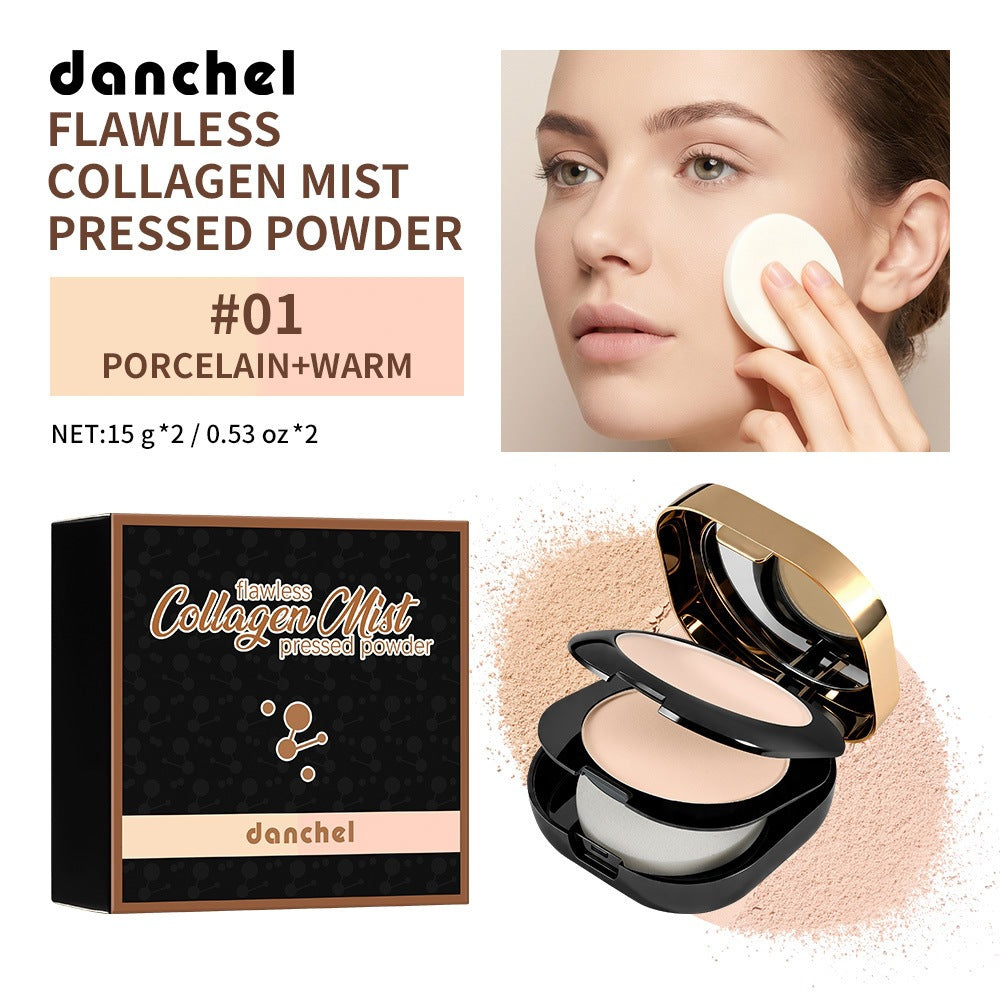 Dual-use Bicolored Pressed Powder Long-lasting