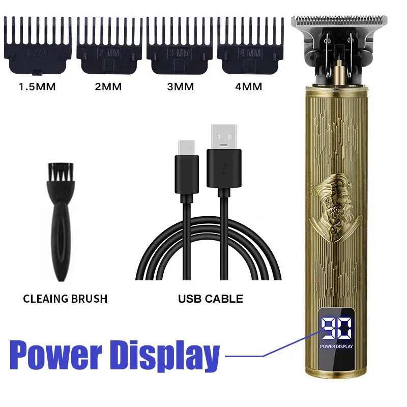 Cordless Hair Trimmer Vintage Hair Clipper USB Fast Charging Hair Cutting Machine Electric Shaver Barber Professional Barber