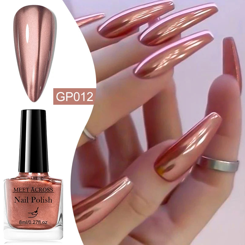 8ml Metallic Nail Polish Mirror Effect Fast Drying Long-Lasting Nails Art Polish DIY No Need Lamp Cure Manicure Nail Supplies