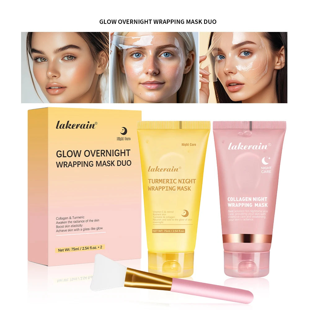75ml Collagen Wrapping Mask Peel Off Mask & Brush Deep Hydration Moisturize Brightening Face Skin Facial Mask Skincare