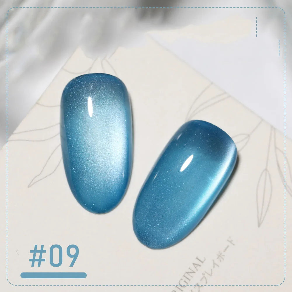 5g/Bottle White Moonlight Nail Cat's Eye Gel Magnetic Satin Gel Polish 9-Colors Soak Off Glitter Phototherapy Manicure Varnish