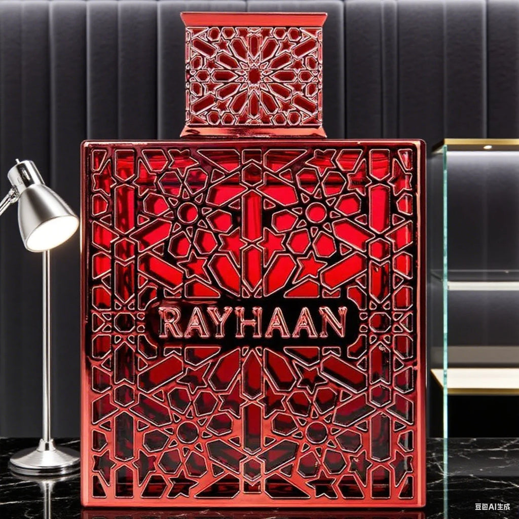Rayhaan Extrait de Parfum: Bold Red Bottle, Warm Oud & Spicy Notes for Unisex