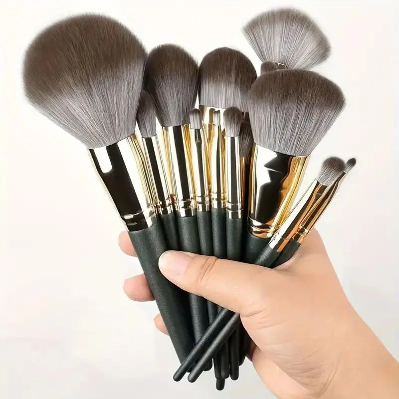 Vegan Makeup Brush Set - Soft Fluffy Kabuki & Blending Brushes for Foundation, Contour & Baking, Cruelty-Free Salon Tools