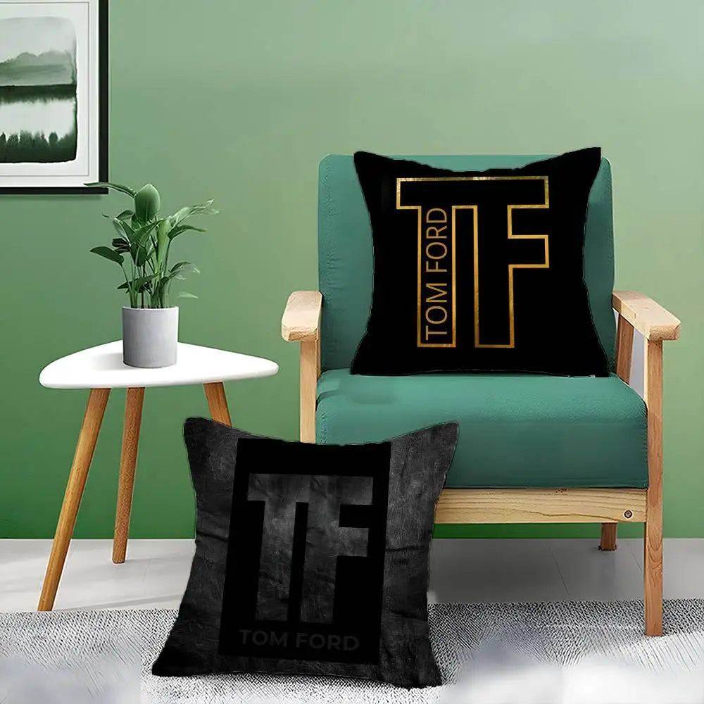 Luxury T-Tom F-Ford Pillow Case Anti-dustmite Pillowcase Invisible zipper silky short plush Sofa cushion cover