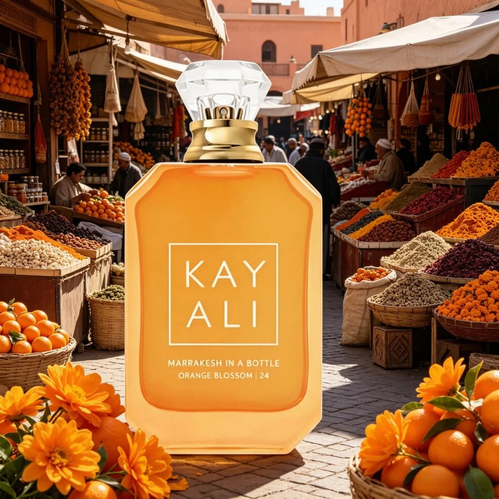 Kayali Marrakech Orange Flower No. 24 neutral strong perfume, orange flower honey amber tone, bright orange flower fragrance, fu