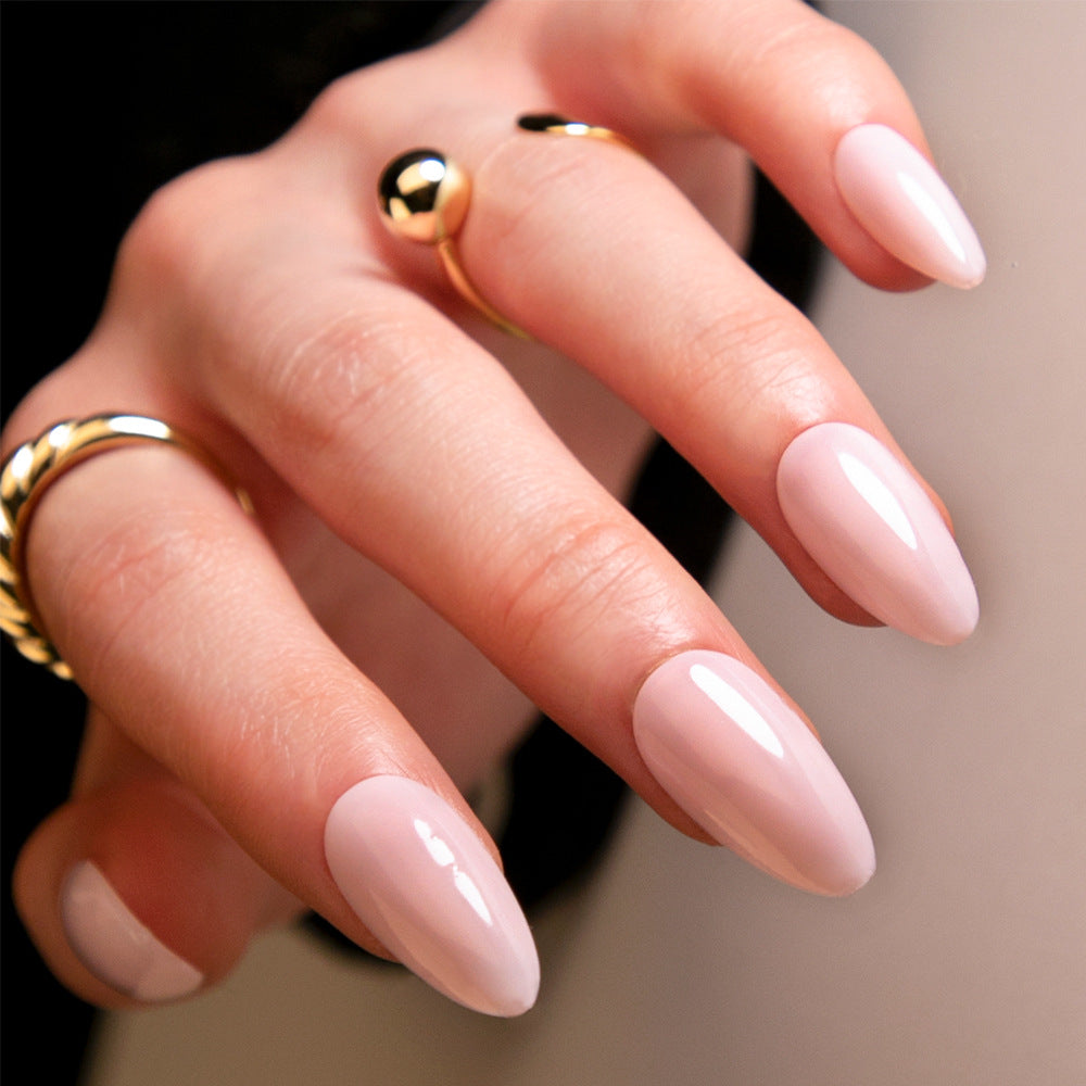 Pure Color Manicure Fake Nails Almond Glossy Wearable