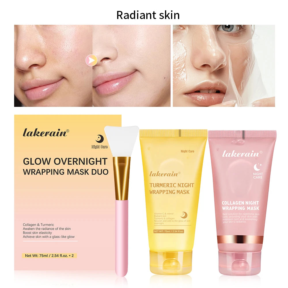 75ml Collagen Wrapping Mask Peel Off Mask & Brush Deep Hydration Moisturize Brightening Face Skin Facial Mask Skincare