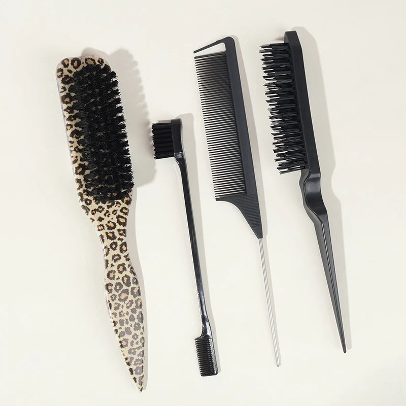 Bristle Slick Back Hair Brush for Sleek Ponytail Bun & Smoothing Baby Hairs, Flyaways, Edge Control - Backcombing & Teasing