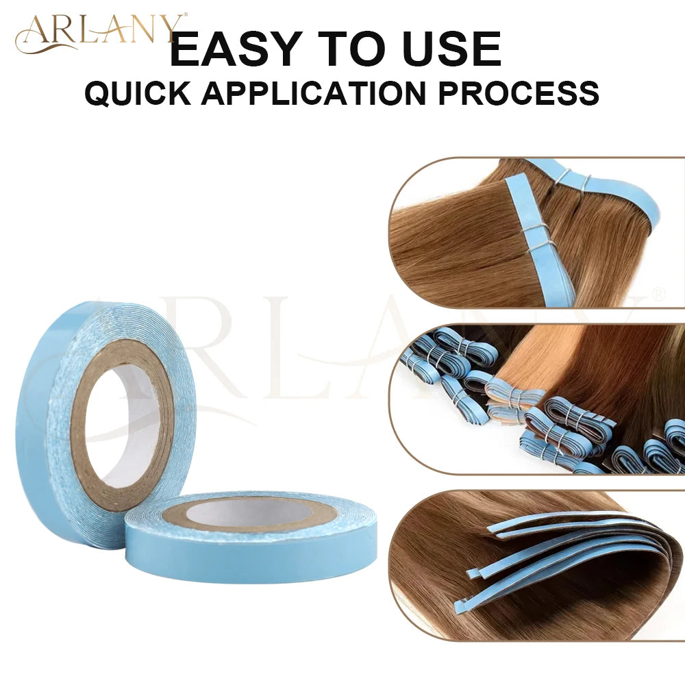 ARLANY 3Yards Double Sided Tape Roll for Tape-in & Tape Weft Hair Extensions, Waterproof, Strong Hold, Invisible, Easy Cut Tape