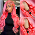 13x4 Body Wave Light Pink Lace Front Wig Brazilian Human Hair Wigs Colored Wig 13x6 Transparent HD Lace Frontal Wigs For Women