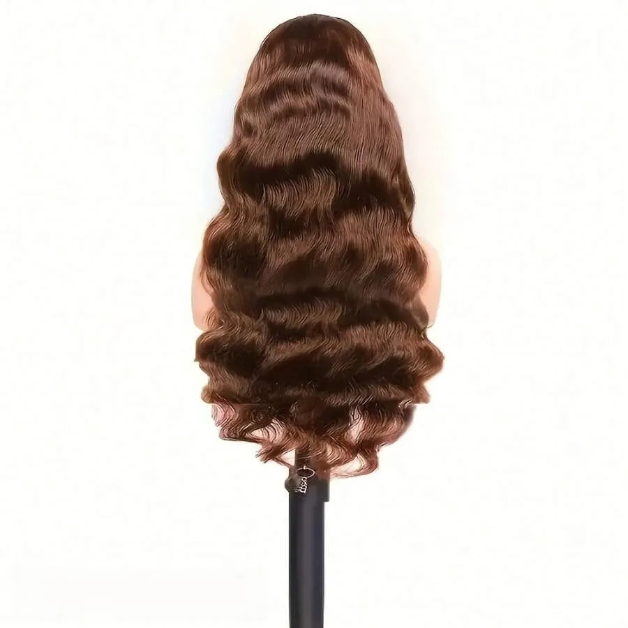 200% Density 13x4 HD Lace Front Wig Brown Brazilian Body Wave Human Hair Lace Frontal Wigs Pre-Plucked Natural Hairline