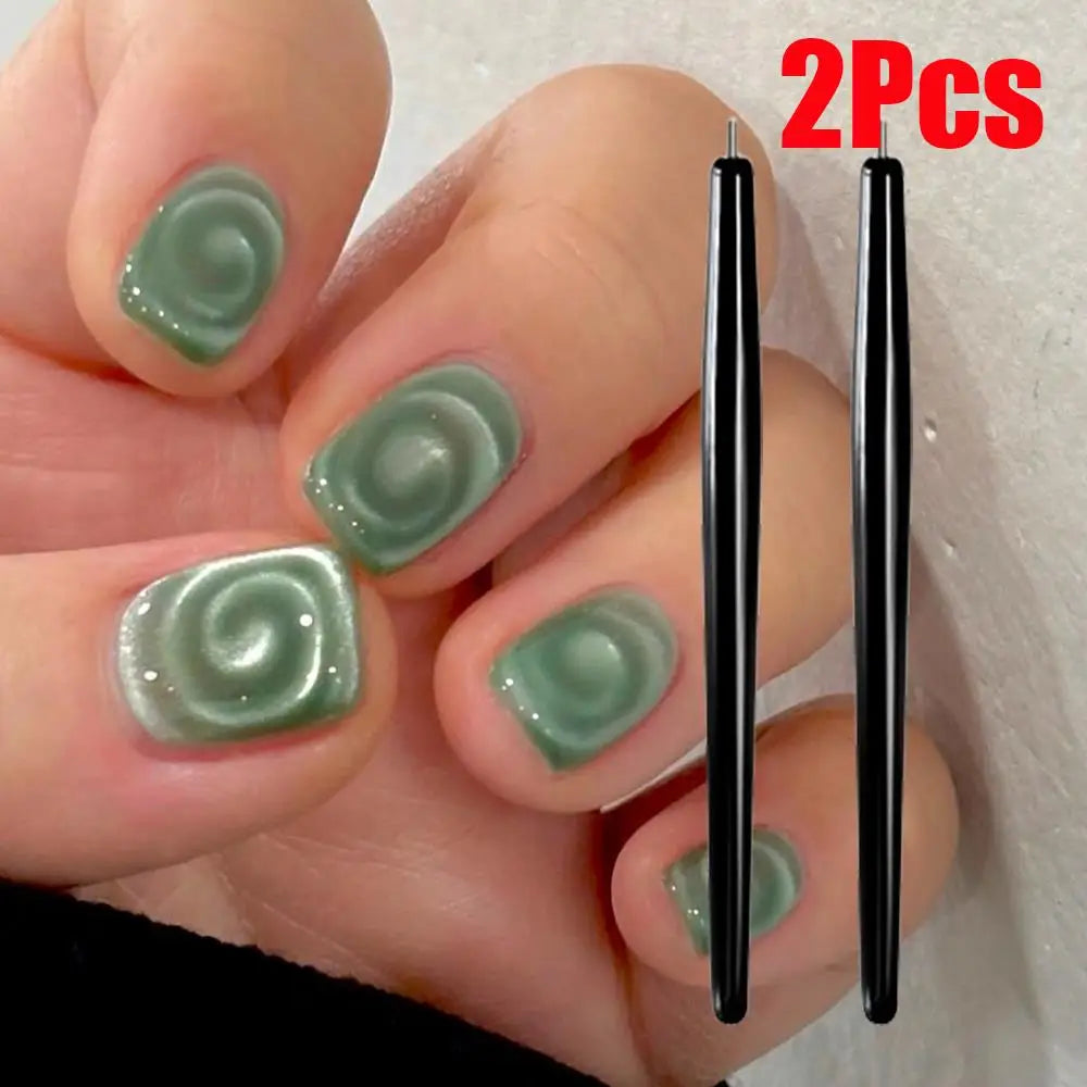 1/2Pcs Vortex/lollipop Cat's Eye Nail Magnet Pen Create Water Ripple Swirl Effect Magnetic Stick for Gel Polish Manicure Tools &