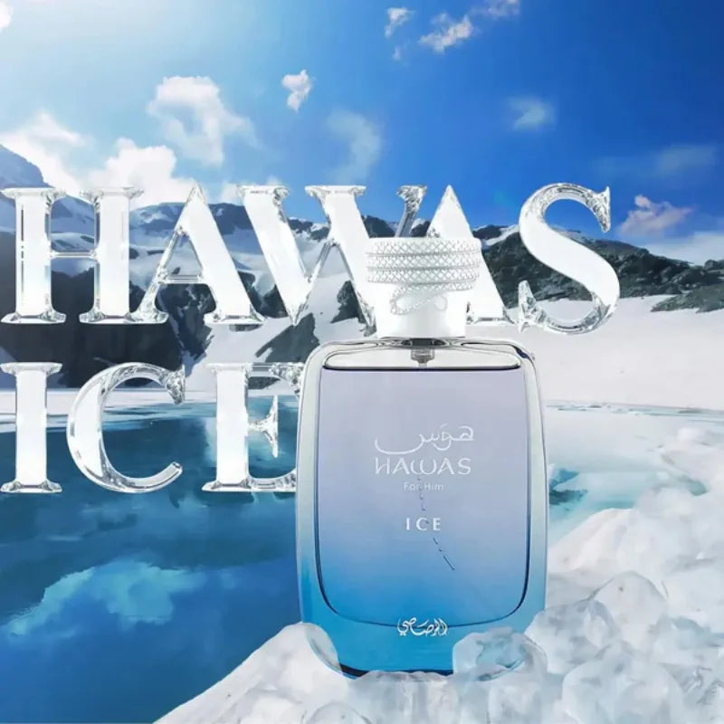 Rasasi Hawas Ice Eau de Parfum Spray 3.4 Ounce Original Arab Perfumes Premium Lasting Aromatic Pheromones Cologne Perfume 100 ML