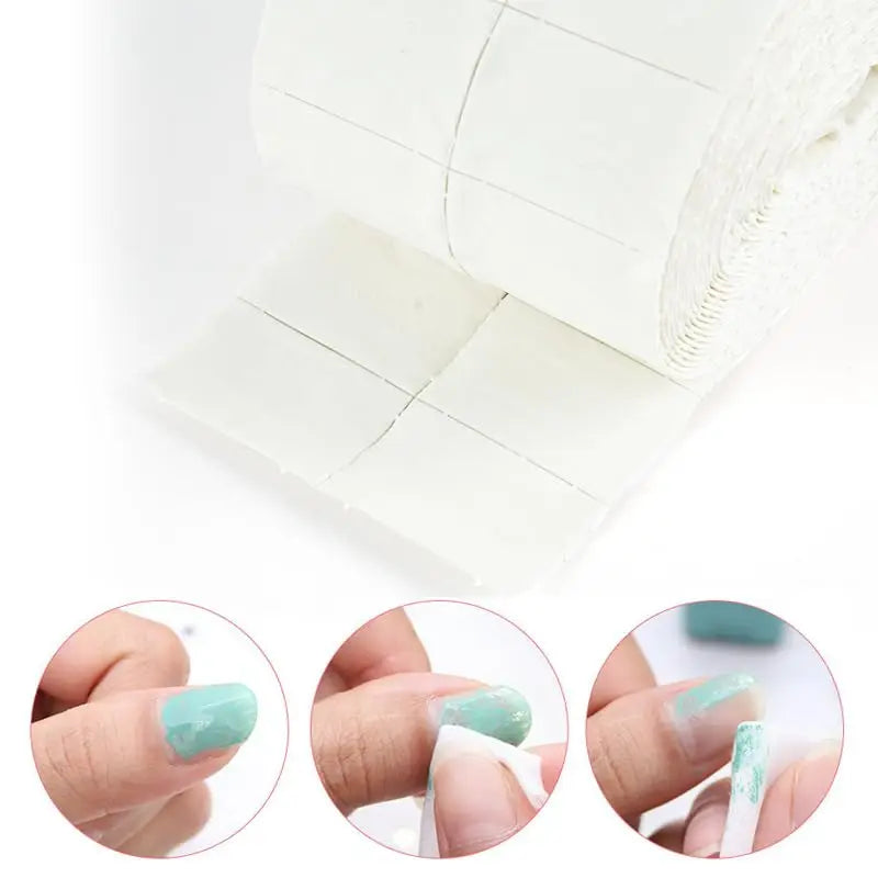 300Pcs/Roll Nail Polish Remover Cotton Pads White Torn Off Lint Free Nail Wipes for Gel Glue Makeup Manicure Cleaning Tool Paper